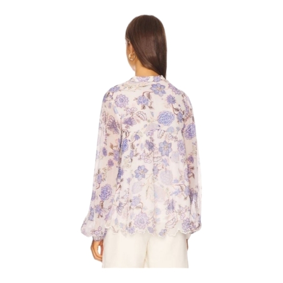 Hemant & Nandita Dija Boho Top Iris & White Blouse Size XS - Picture 3 of 12